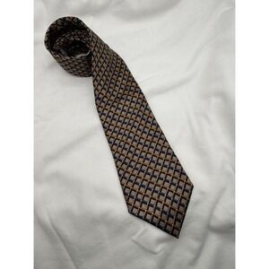 JZ RICHARDS Silk Tie Beige Blue Silk Abstract Weave Mens Necktie Extra Long